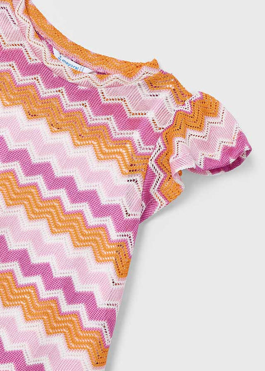 MAYORAL: PINK & ORANGE CHEVRON GIRLS DRESS