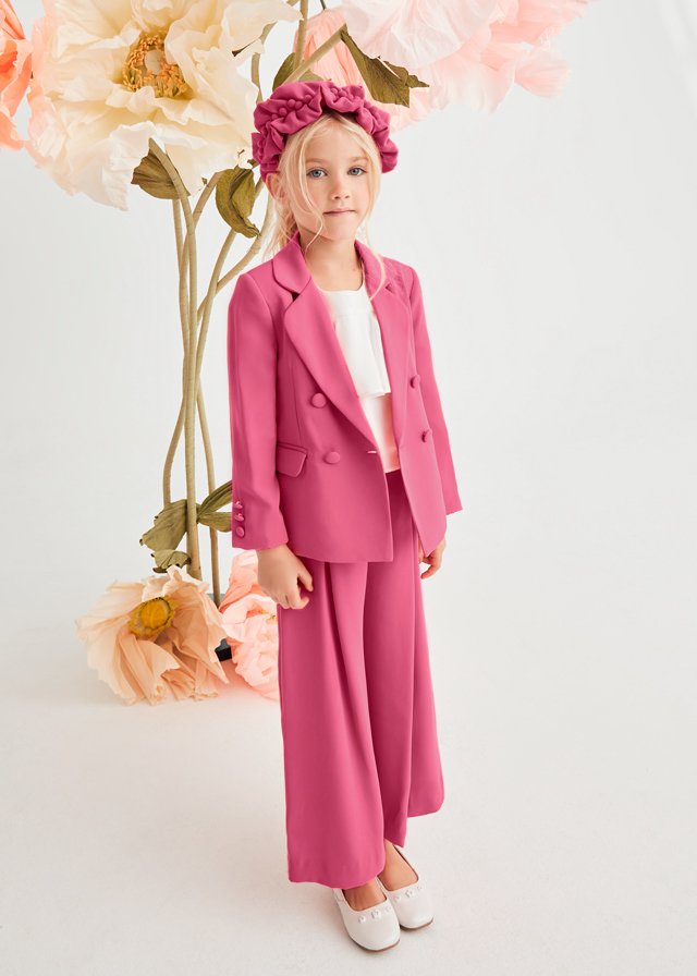 ABEL & LULA: Girls Crepe Hot Pink Pantsuit