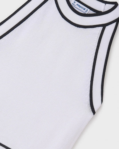 MAYORAL: GIRLS BLACK & WHITE VISCOSE KNIT TOP