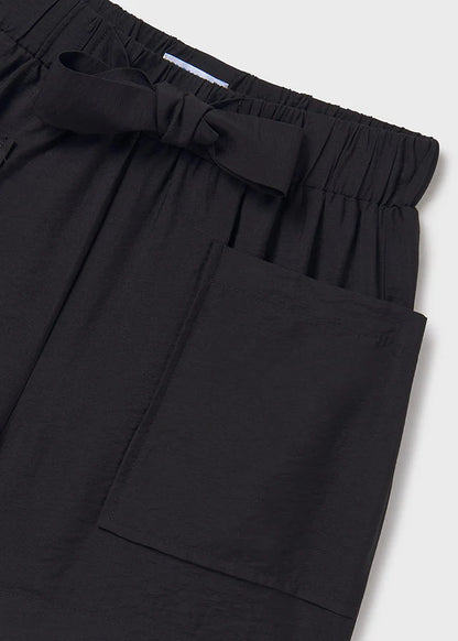MAYORAL: GIRLS BLACK BELTED SHORTS