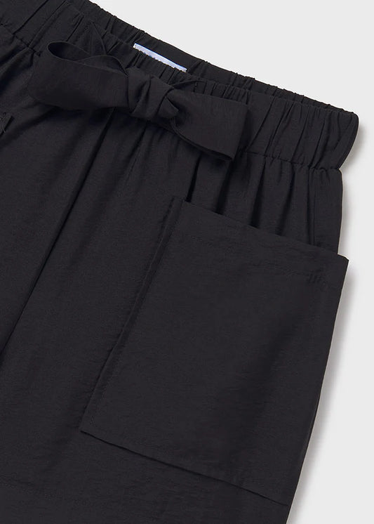 MAYORAL: GIRLS BLACK BELTED SHORTS