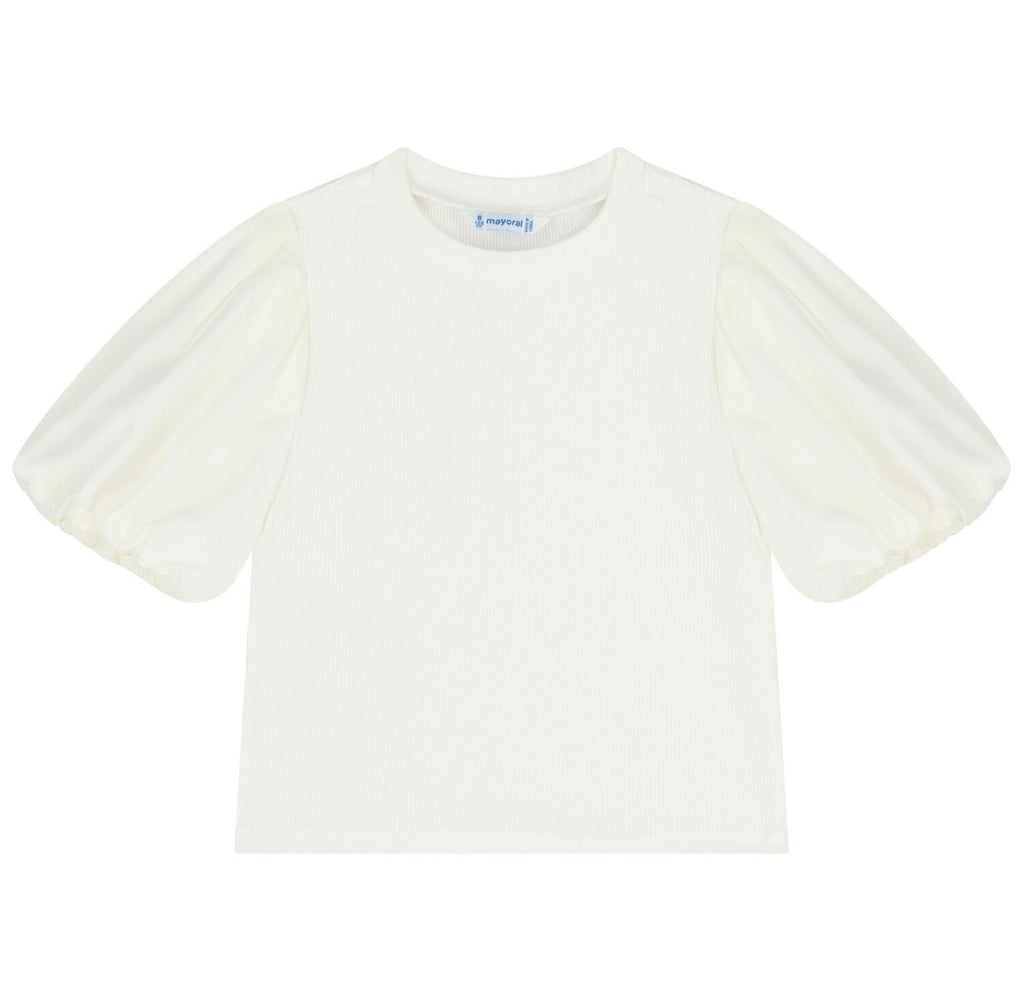 Mayoral: Girl Puff Sleeve Ribbed Top