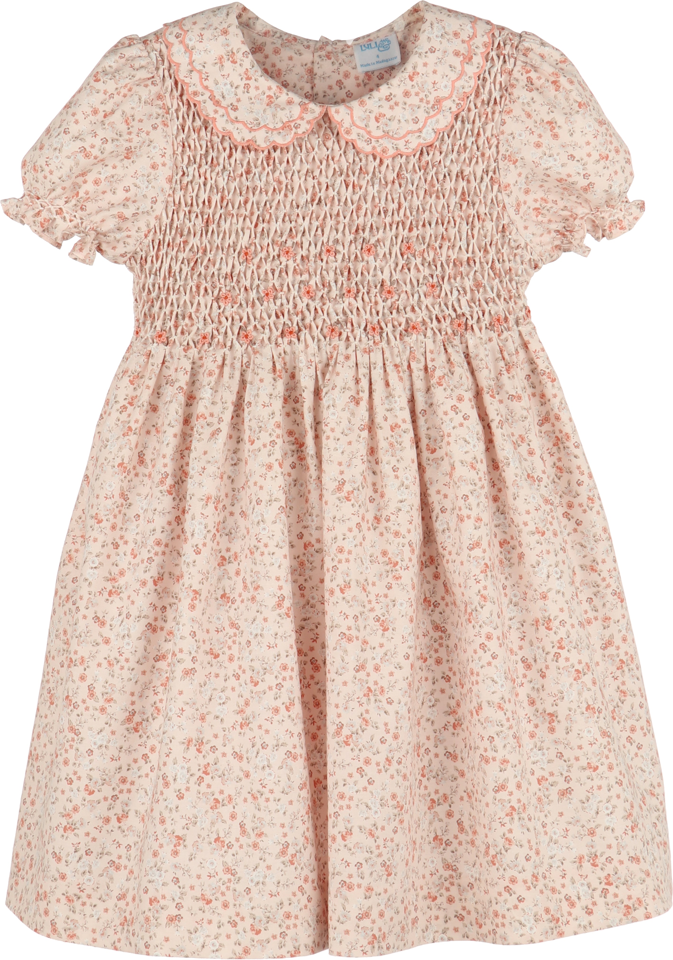 Luli & Me : Honeycomb Smock Dress - Orange