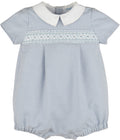 Luli & Me : Checks Smock Boy Bubble - Blue
