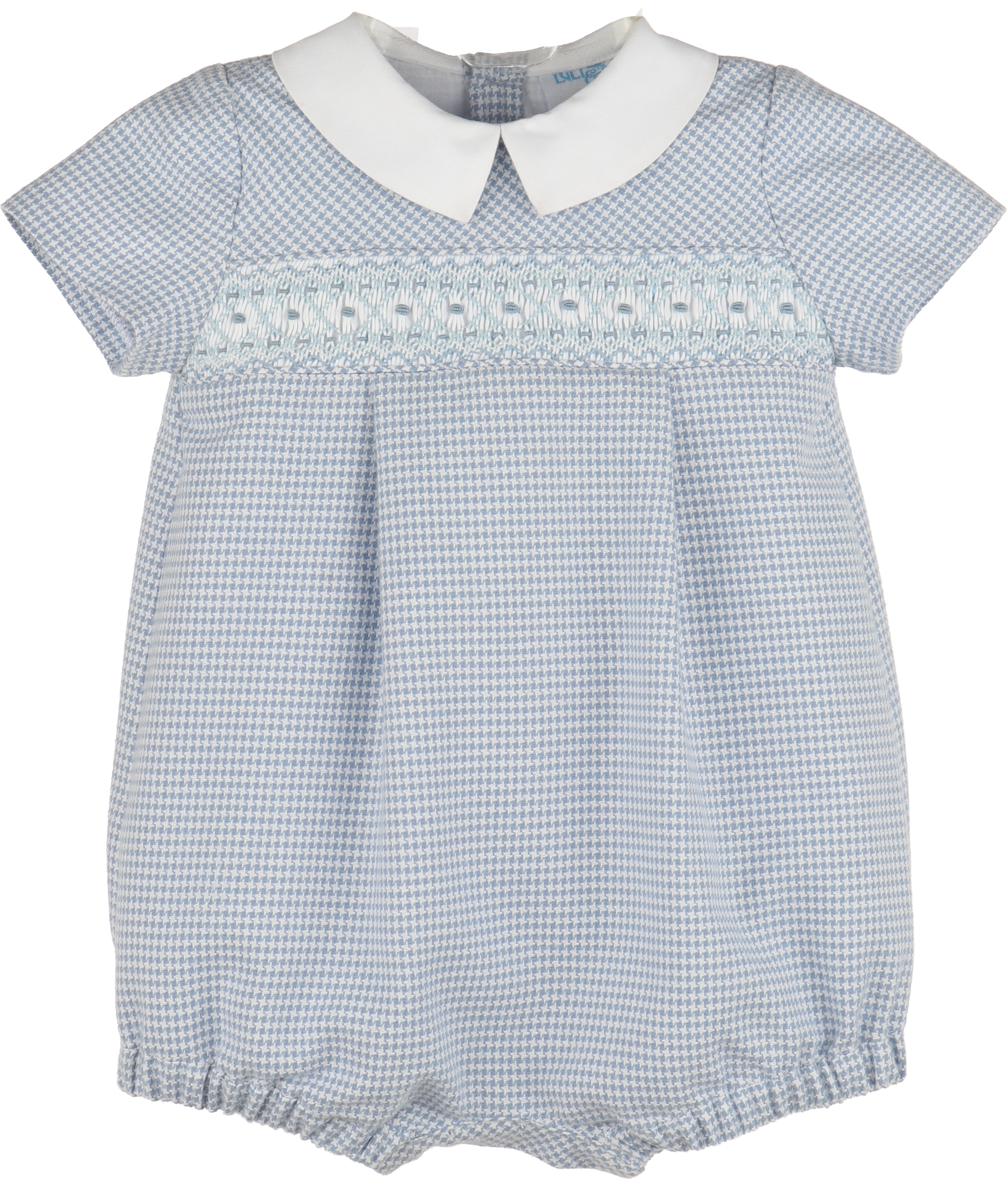 Luli & Me : Checks Smock Boy Bubble - Blue
