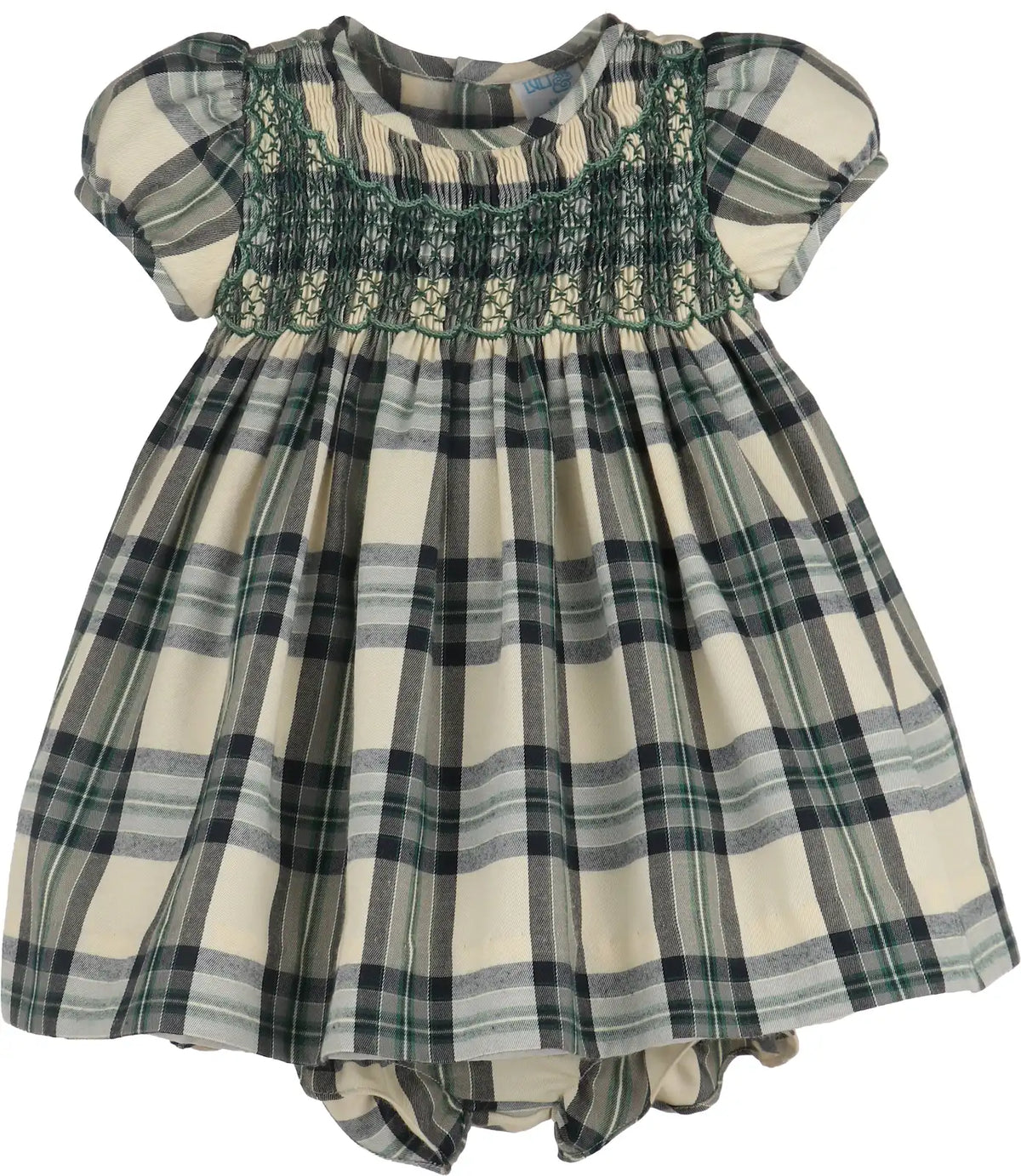 Luli & Me : Tea Time Checks Smock Dress - Green