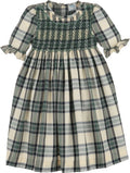 Luli & Me : Tea Time Checks Smock Dress - Green