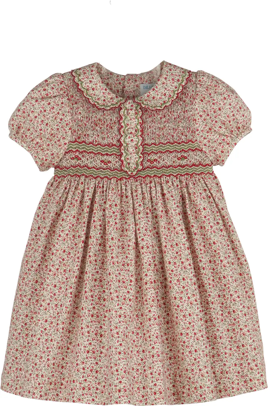 Luli & Me : Mulberry Floral Smock Dress - Red