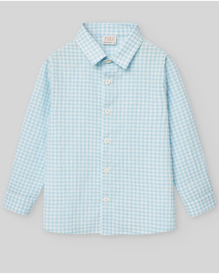 PAZ RODRIGUEZ: “FLOR” Boys Aqua Button Down Shirt