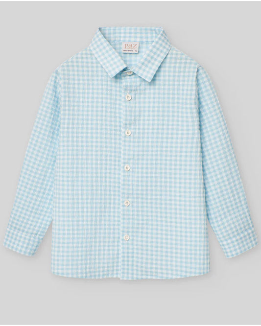 PAZ RODRIGUEZ: “FLOR” Boys Aqua Button Down Shirt