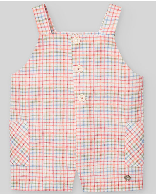 PAZ RODRÍGUEZ: “GRANJA” Boys Multi Color Squares Romper