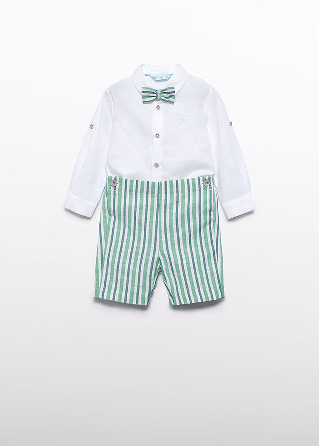 Abel & Lula Boys Striped Bermuda  Short & Shirt with Bowtie Set