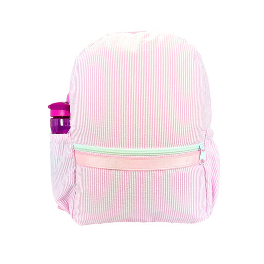 MINT : PINK SEERSUCKER MEDIUM BACKPACK