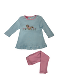 CLAIRE AND CHARLIE: AQUA KNIT STRIPE GIRLS TUNIC SET