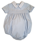 MARCO & LIZZY : BABY BOY BLUE CHECK SMOCKED SUN ROMPER