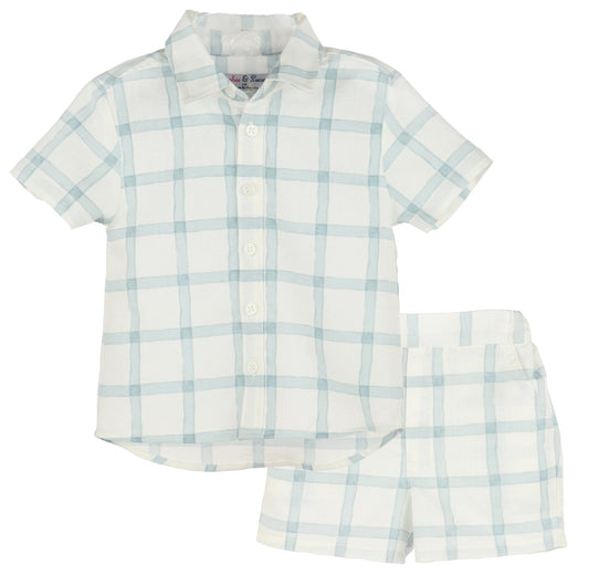 SOPHIE & LUCAS : WATERCOLOR BOY SHORT SET BLUE