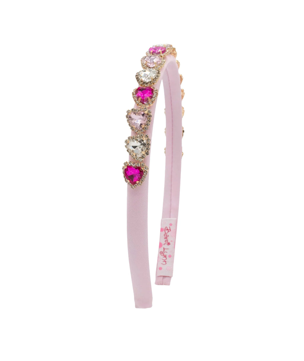 BARI LYNN: THIN SATIN HEART JEWELED HEADBAND