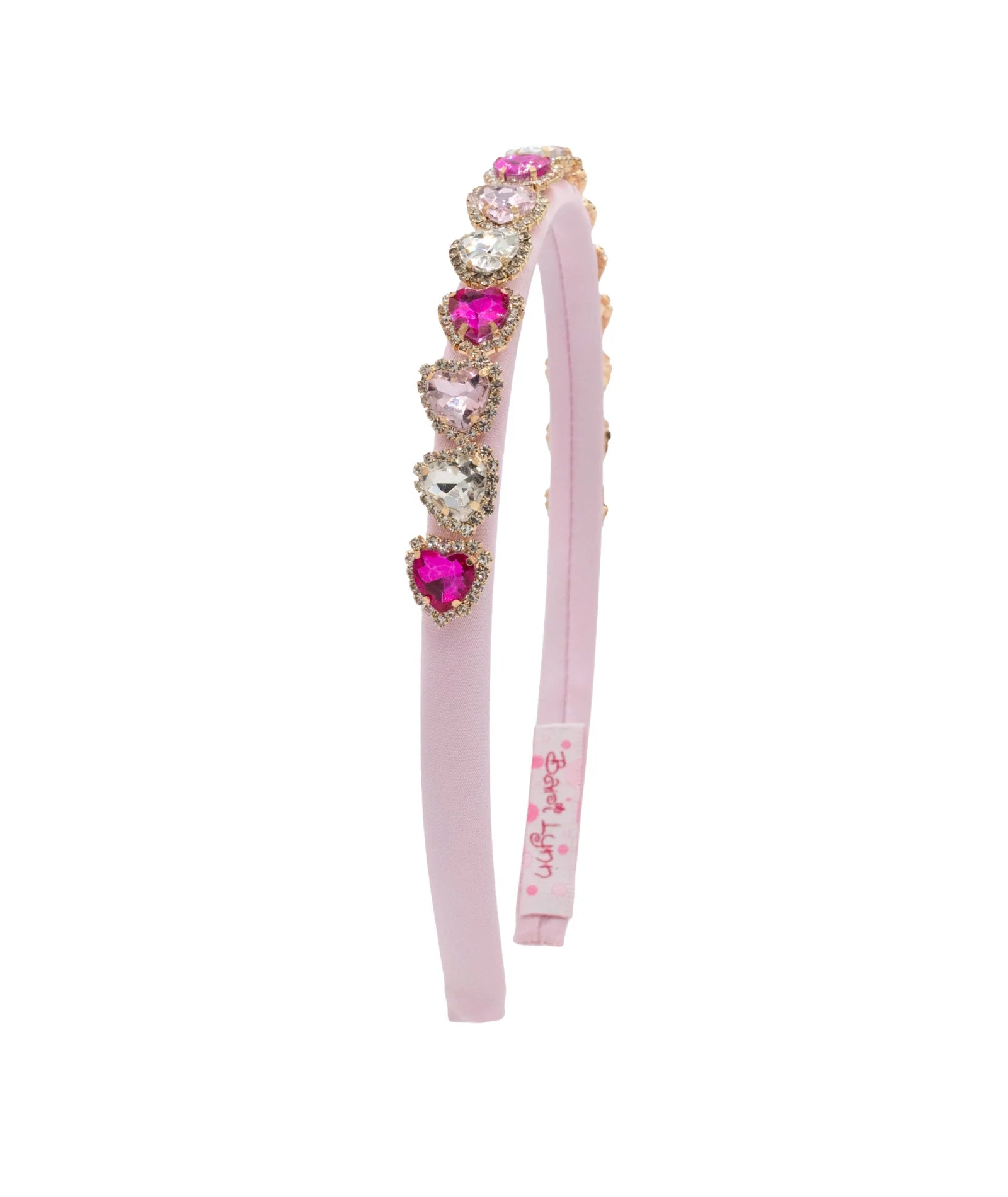 BARI LYNN: THIN SATIN HEART JEWELED HEADBAND