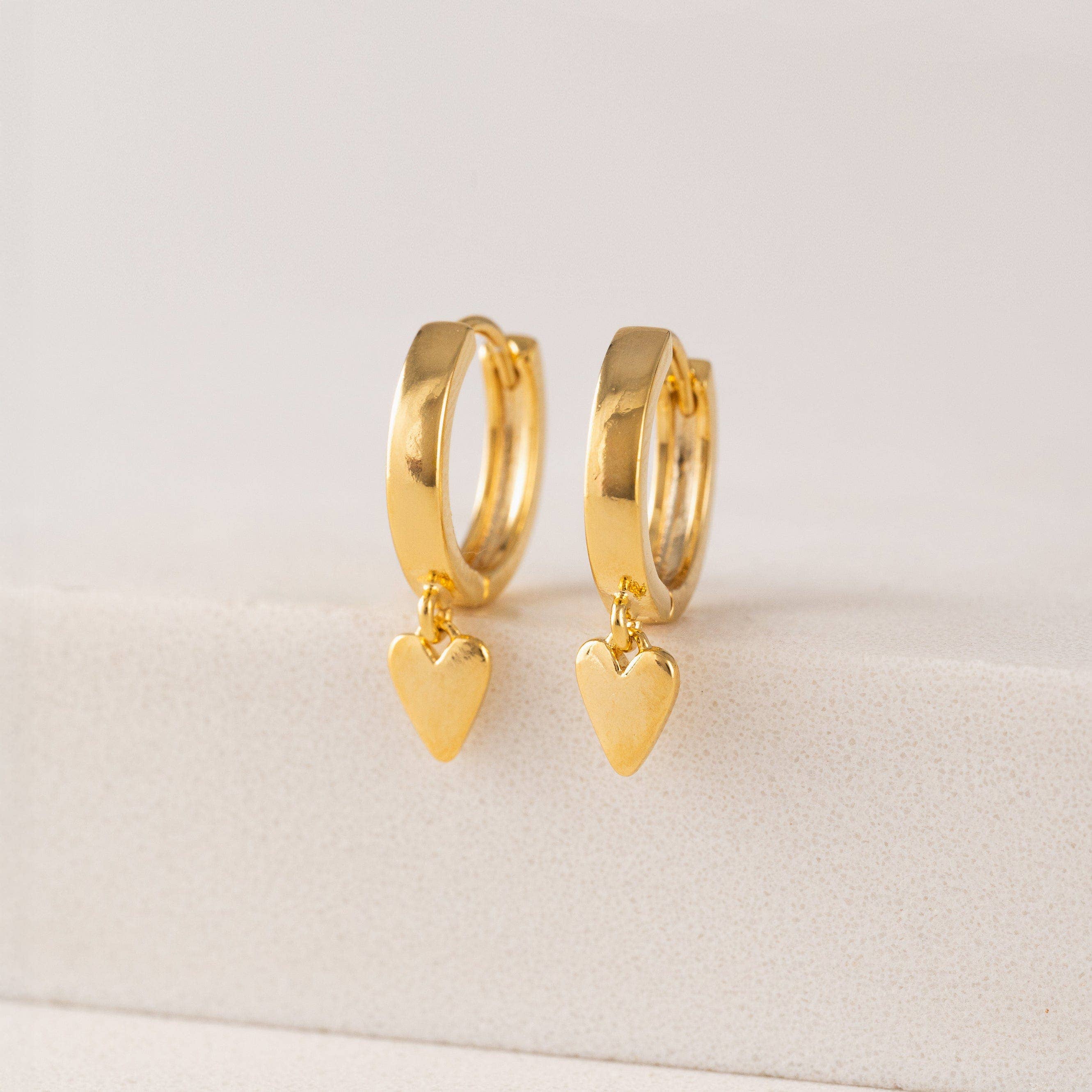 Everly Heart Huggie Drop Hoop Earrings