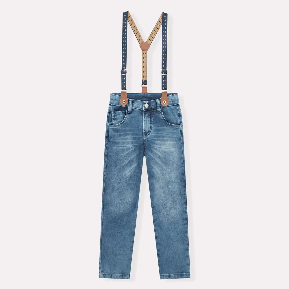 MILON: PANTS WITH SUSPENDERS BLUE DENIM