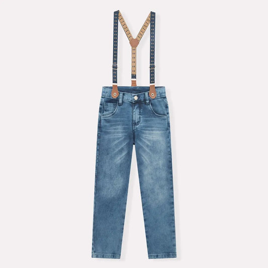 MILON: PANTS WITH SUSPENDERS BLUE DENIM