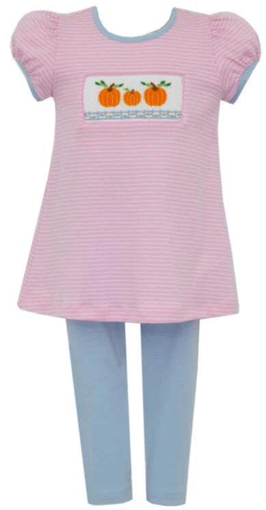 ANAVINI: PUMPKIN PATCH- PINK & LT. BLUE TUINIC SET S/S