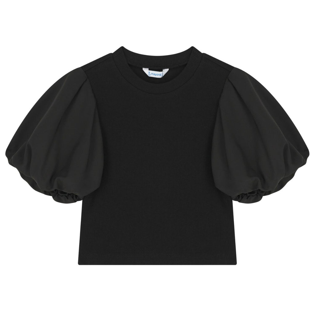Mayoral: Girl Puff Sleeve Ribbed Top