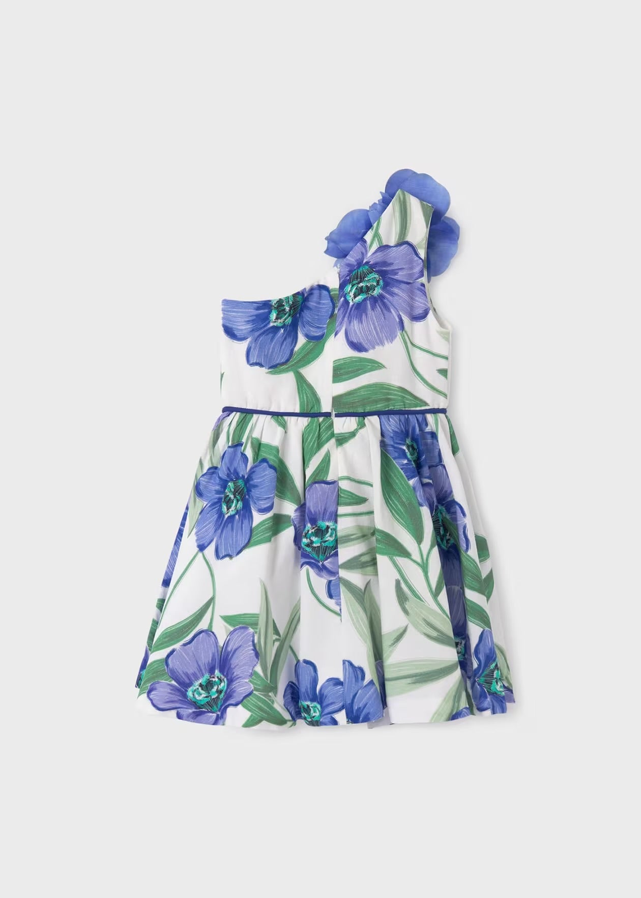 Abel & Lula Girls Blue Floral Pront Linen Dress