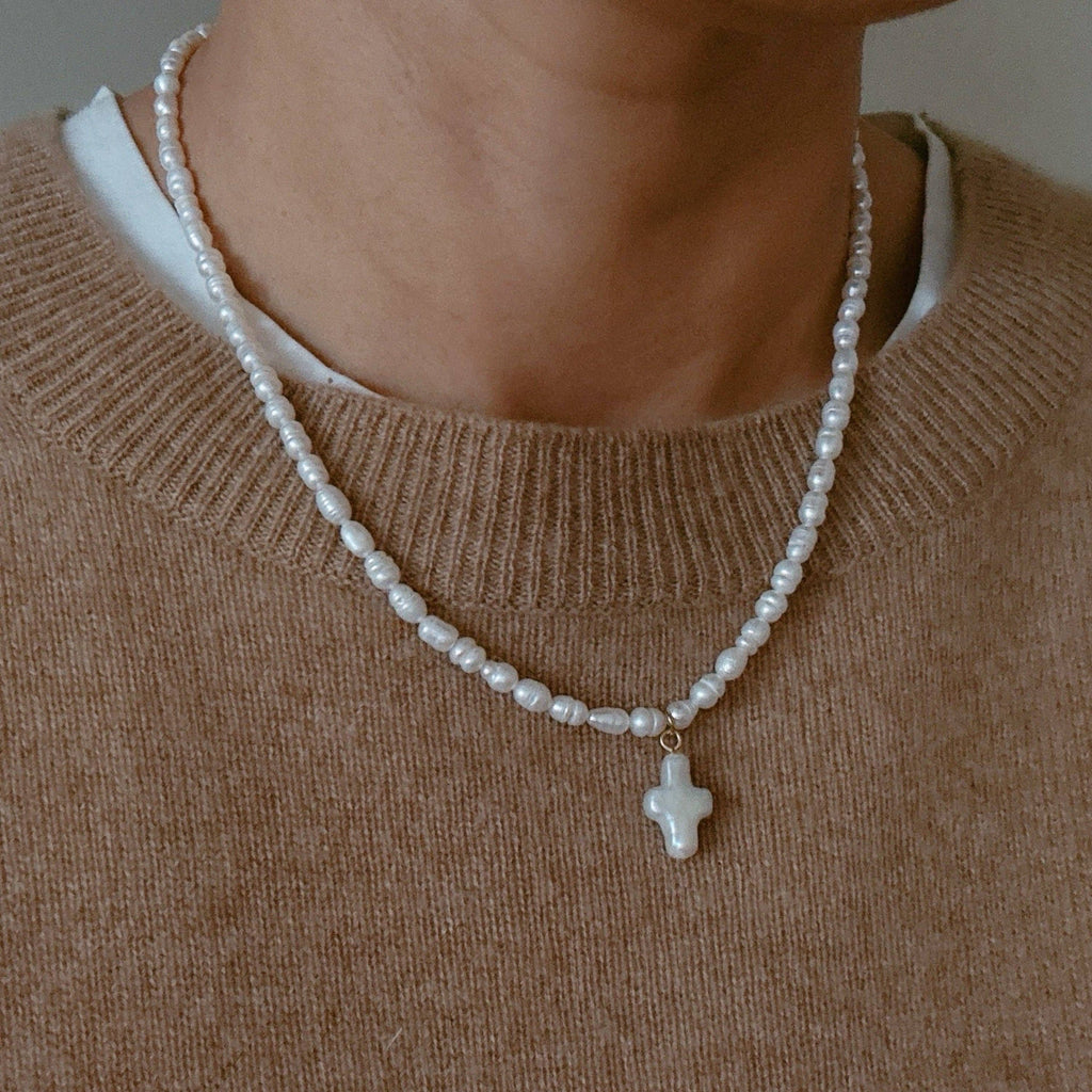 Ellison & Young : Genuine Freshwater Pearl Cross Necklace