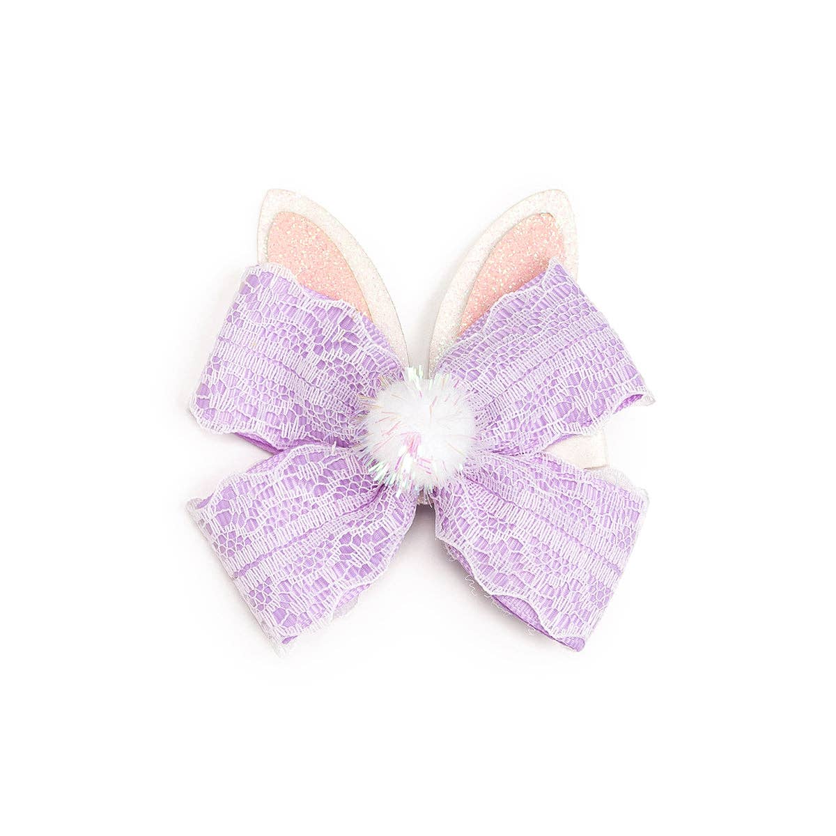 Sweet Wink: Lavender Lace Easter Bunny Bow Clip - Girls - Easter Basket