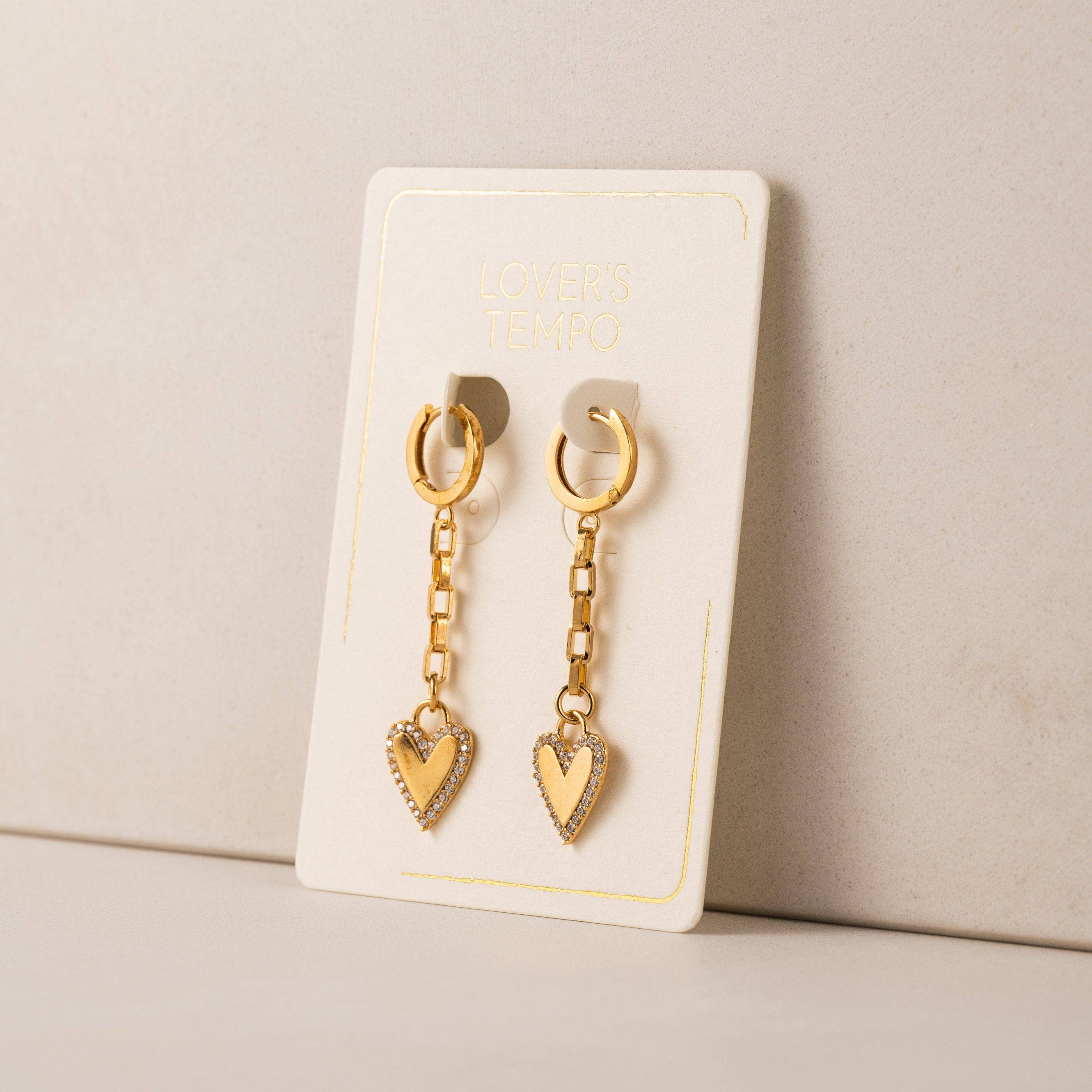 Verona Pave Huggie Drop Hoop Earrings