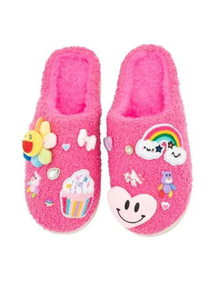 BARI LYNN: FUCHSIA PLUSH CHARM SLIPPERS