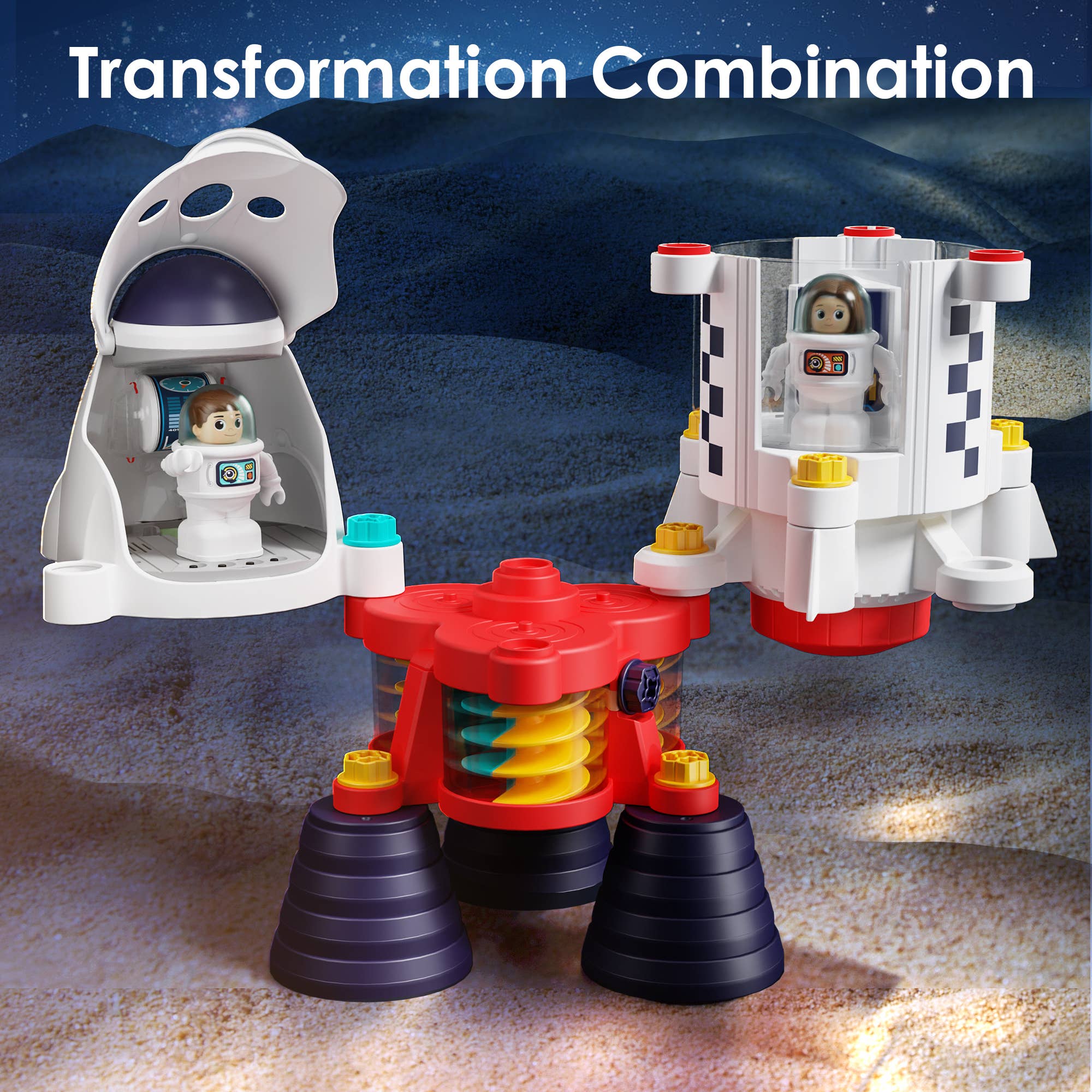 Rocket Space Toy Builder Playset - Light, Sound & Astronauts