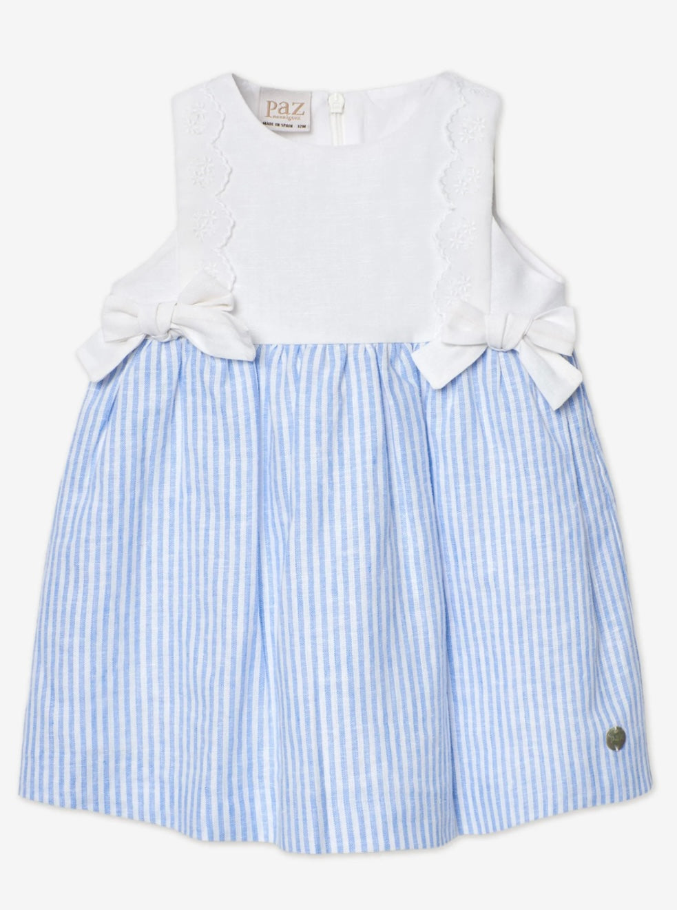 PAZ RODRIGUEZ: “DORNA” Woven White with Blue Striped Dress