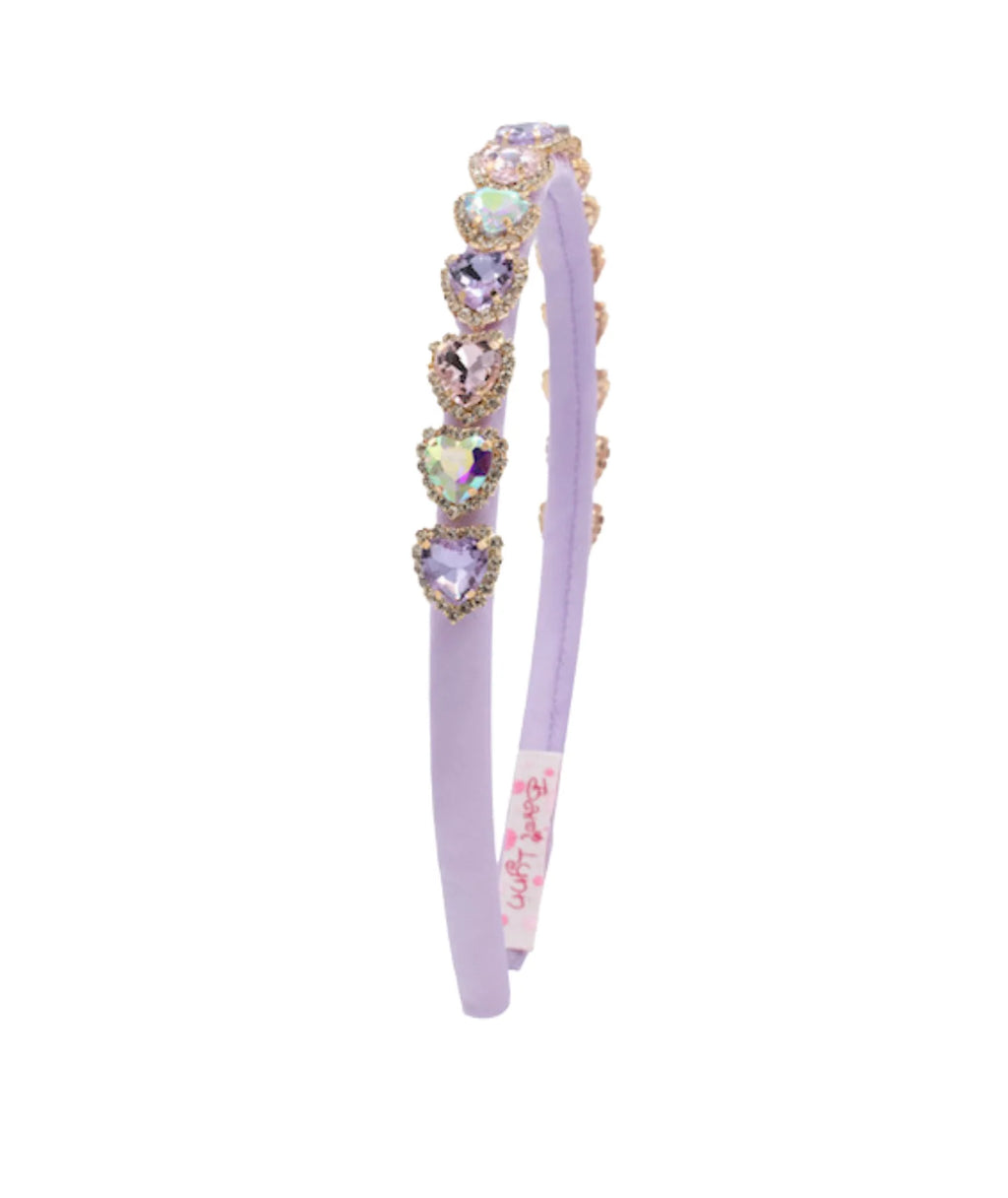 BARI LYNN: THIN SATIN HEART JEWELED HEADBAND