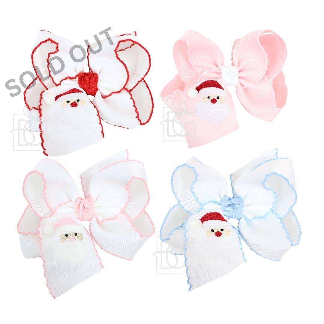 EMBROIDERED SANTA CROCHET EDGE BOWS
