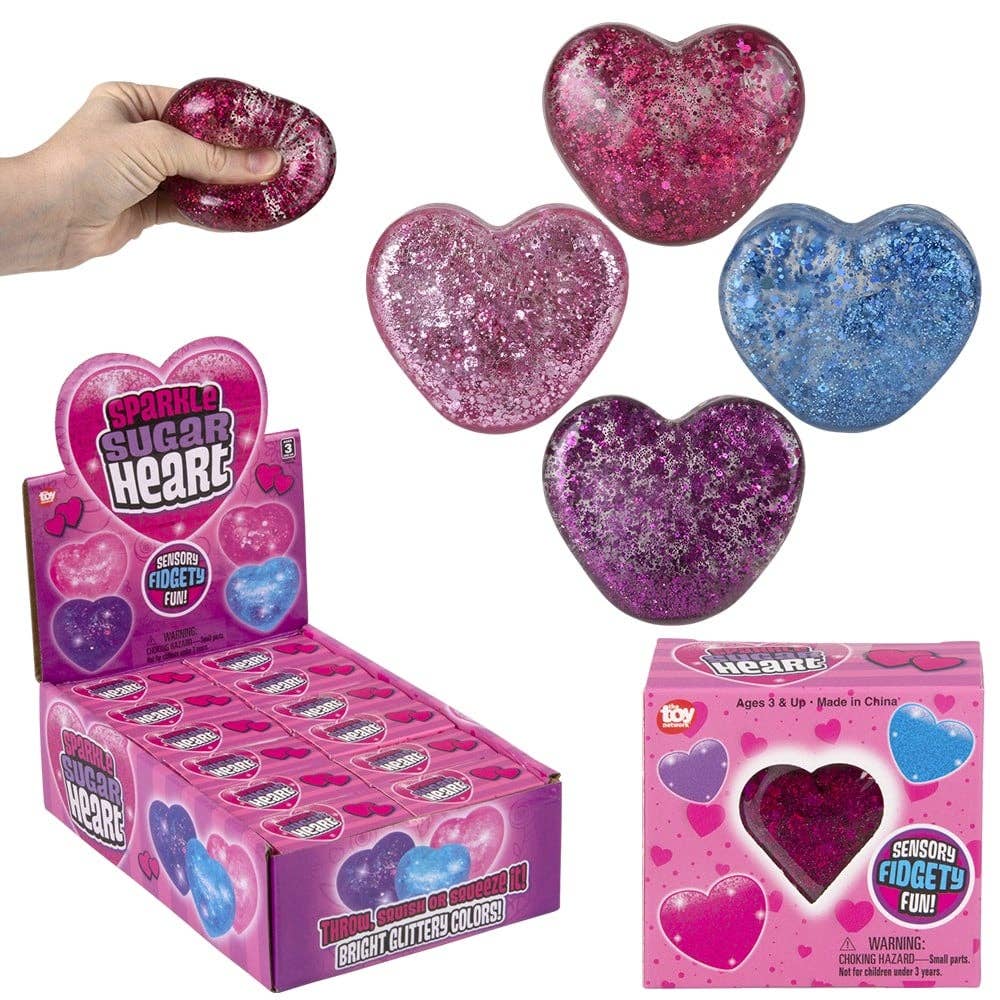 Squeezy Sparkle Sugar Heart 2.5" 12ct - LLB Toys