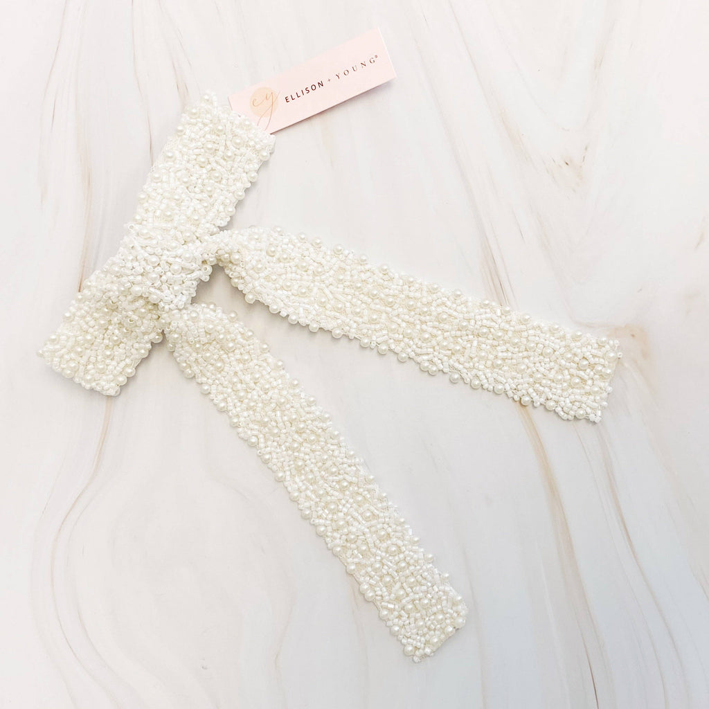 ELLISON & YOUNG : Luxe Beaded Pretty Bow Hair Clip