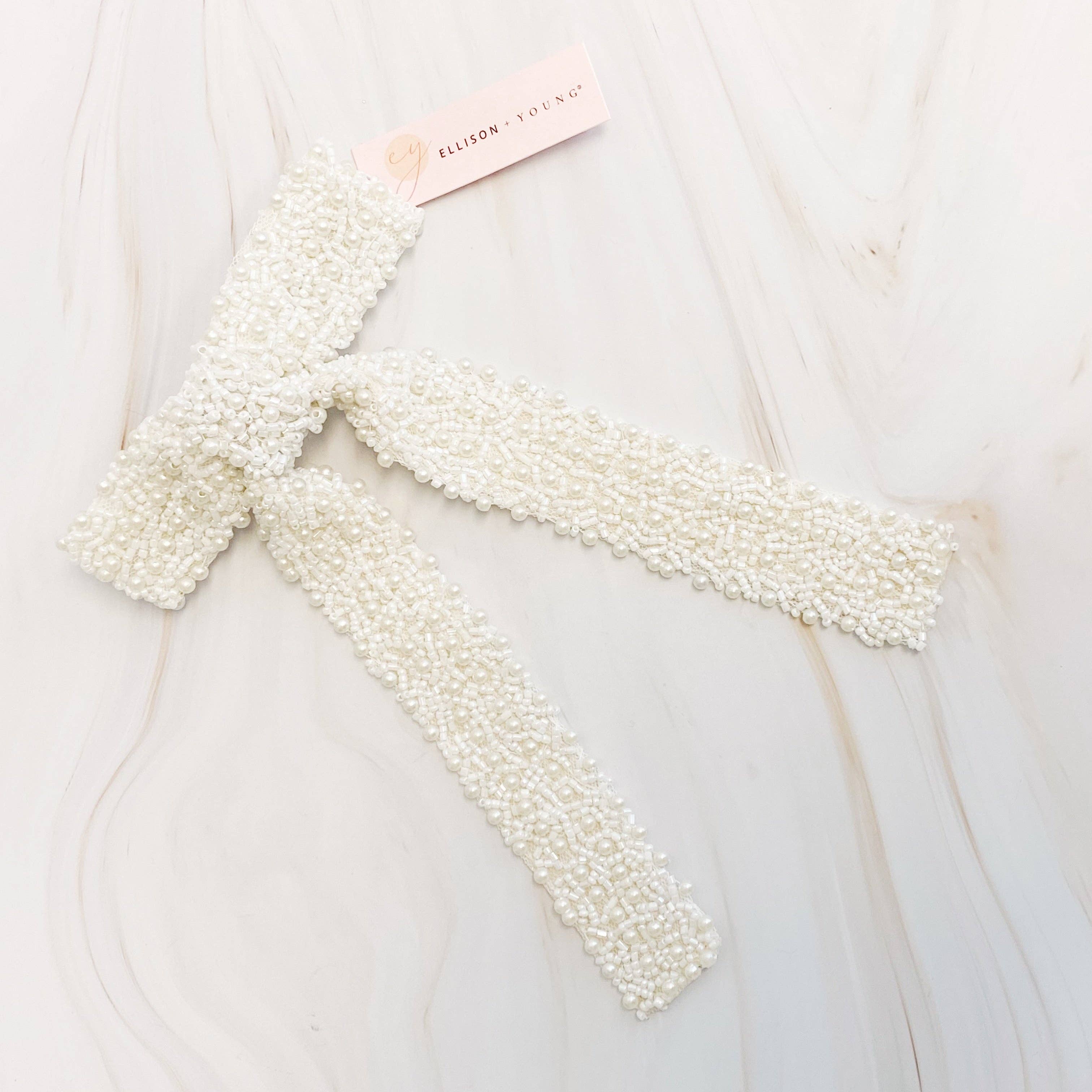ELLISON & YOUNG : Luxe Beaded Pretty Bow Hair Clip