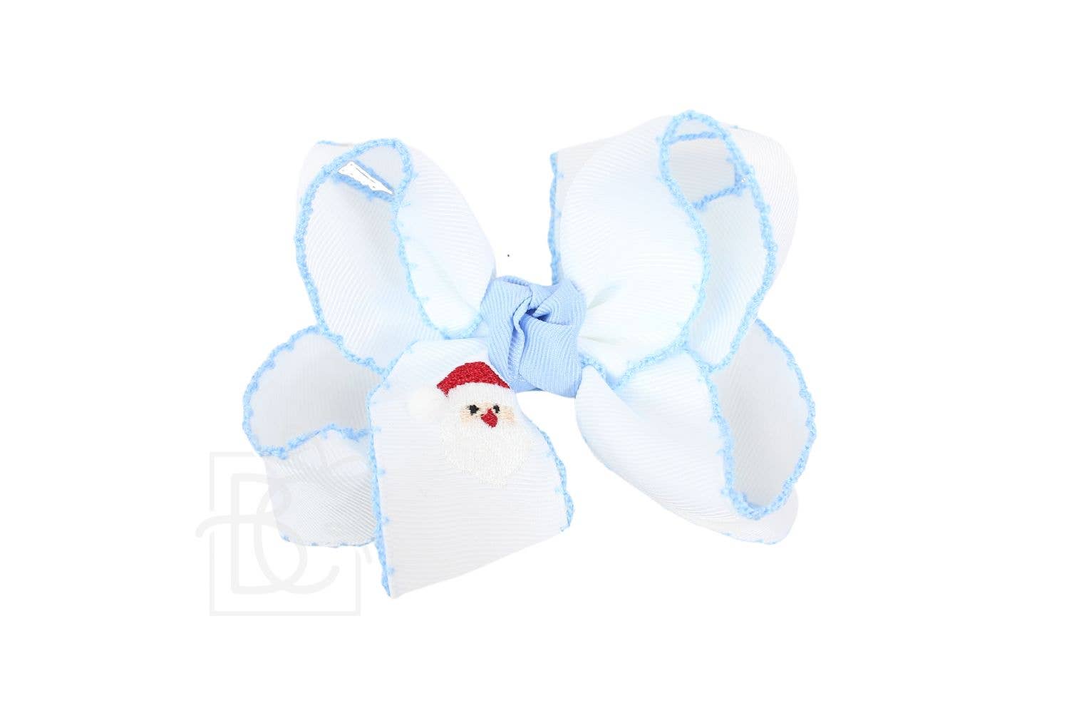 EMBROIDERED SANTA CROCHET EDGE BOWS