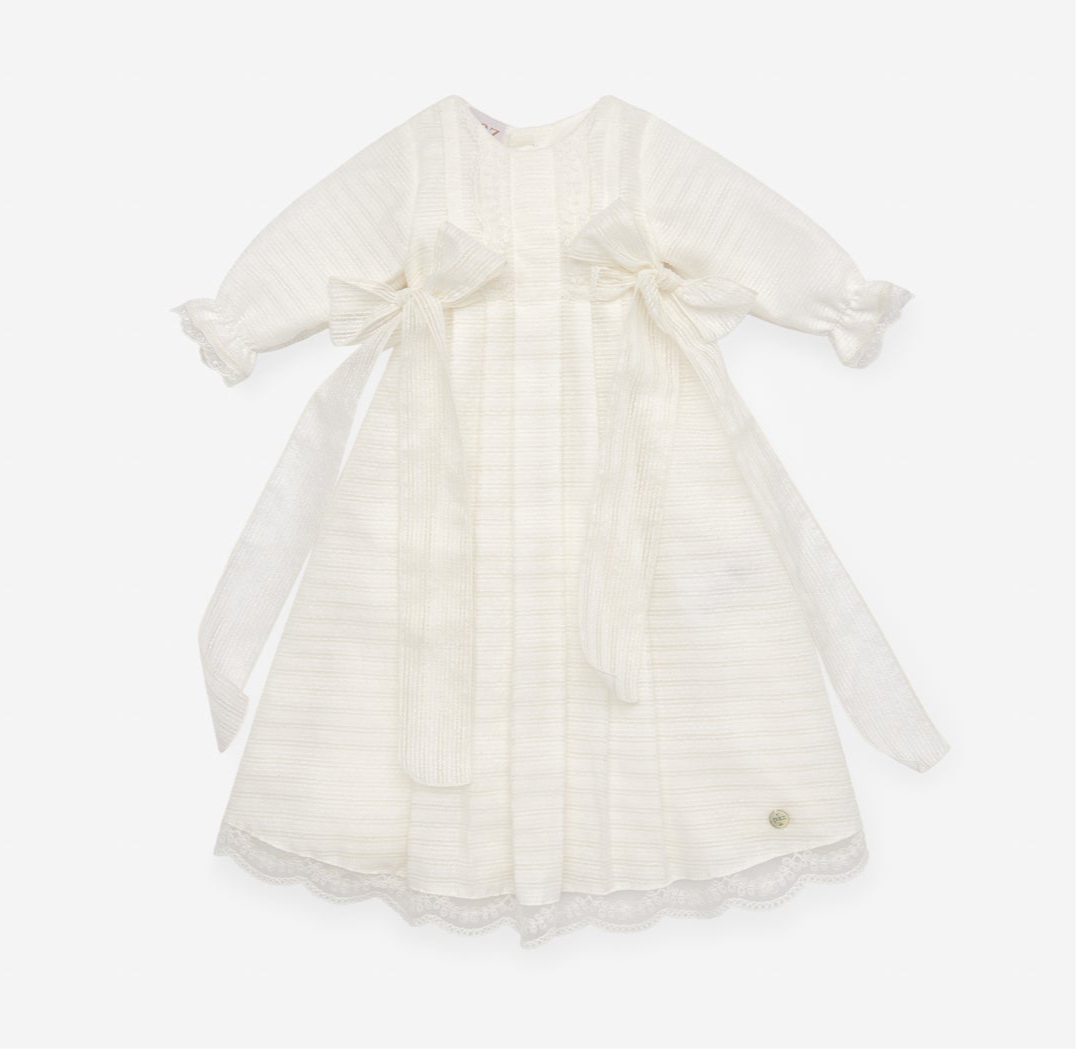PAZ RODRIGUEZ: Baptismal Gown with bows on sides & Bonnet