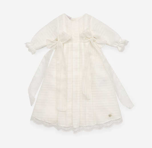 PAZ RODRIGUEZ: Baptismal Gown with bows on sides & Bonnet