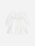 PATACHOU: WHITE SMOCKED FLOWER DRESS