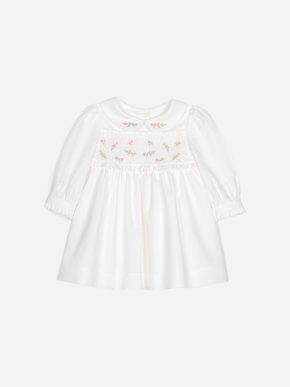 PATACHOU: WHITE SMOCKED FLOWER DRESS