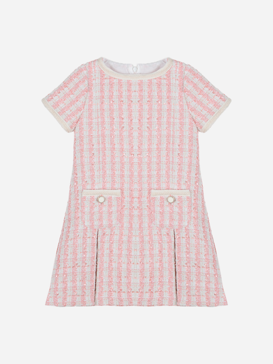 PATACHOU: PALE PINK TWEED DRESS