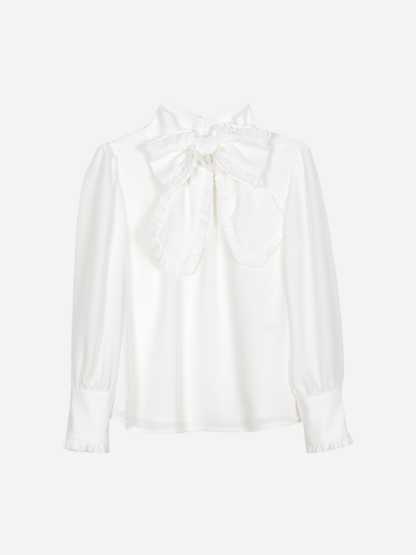 PATACHOU: WHITE BOW SHIRT AND SKIRT SET