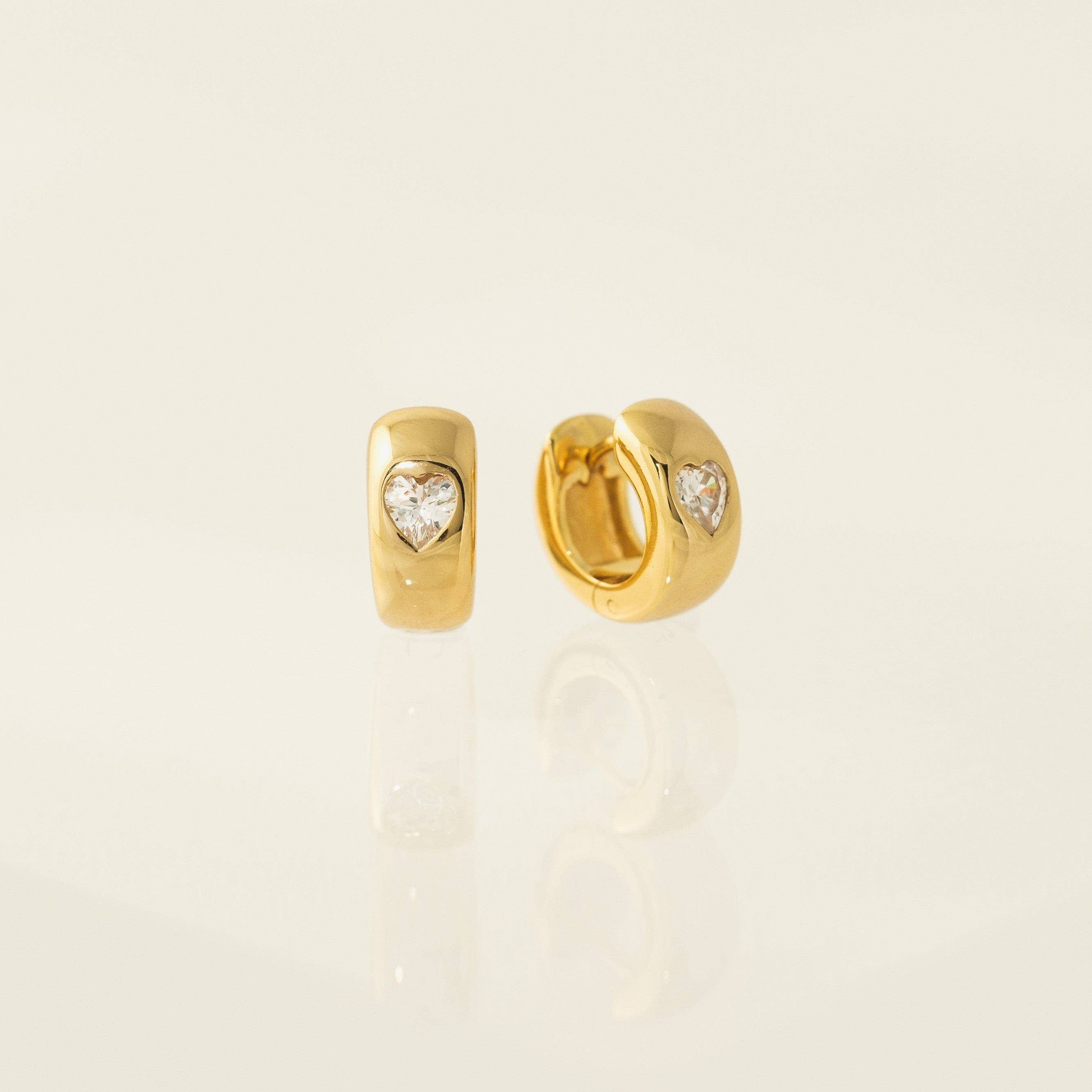Heart Chunky Huggie Hoop Earrings