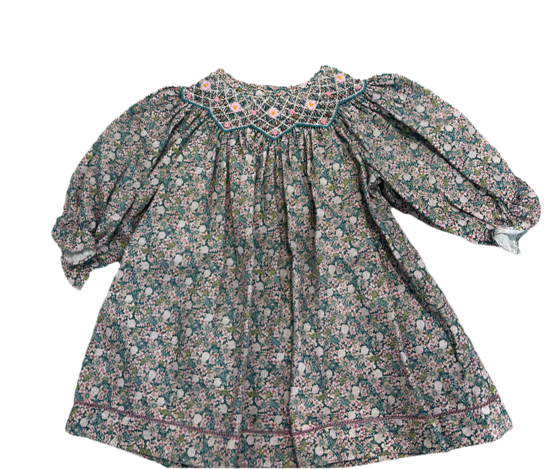 LULI&ME: FOREST FLORAL SMOCK BISHOP