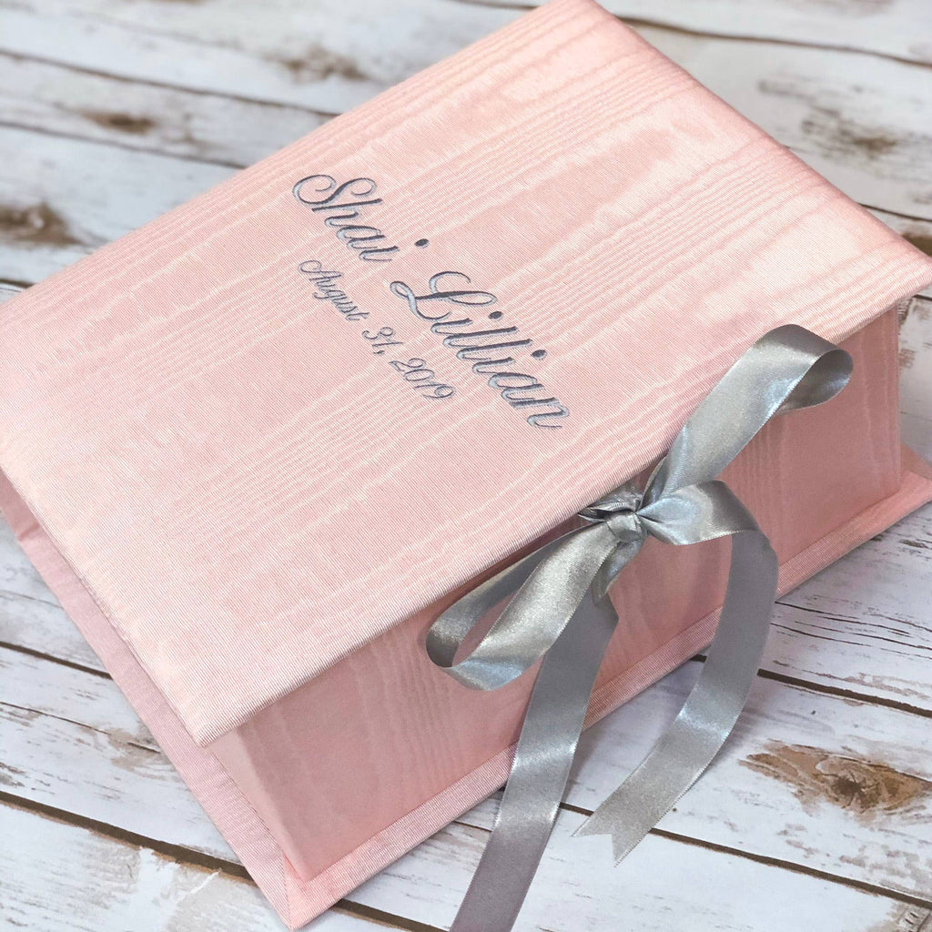 Medium Baby Keepsake Box- Plain Moiré