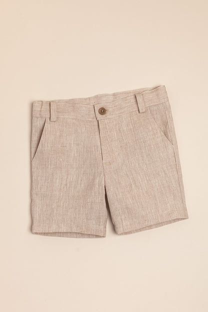 PAZ RODRIGUEZ: “CEREMONIA” Tan/Cream Pant Short Set